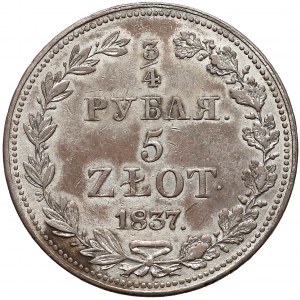 3/4 Ruble = 5 zloty 1837 MW, Warsaw