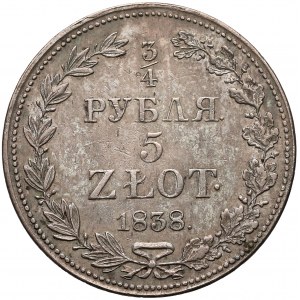 3/4 Ruble = 5 zloty 1838 MW, Warsaw