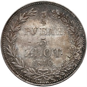 3/4 Ruble = 5 zloty 1840 MW, Warsaw