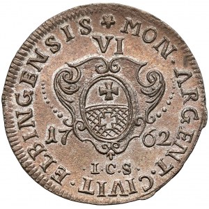 August III Sas, Szóstak Elbląg 1762 ICS - piękny i rzadki