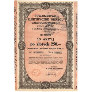 Towarzystwo Elektryczne Okręgu Częstochowskiego, Em.3, 10x 250 złotych 