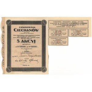 Cukrownia CIECHANÓW Spółka Akcyjna, 5x 100 złotych 1931 - imienna 