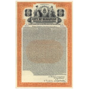Węgry, City of Budapest, 6% Obligacja 1.000 $ 1927