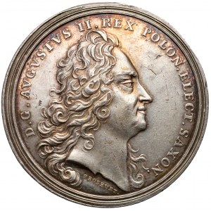August II Mocny, Medal Herkules ADVERSIS... - ex POTOCKI - rzadkość 
