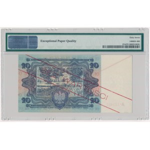 WZÓR 10 złotych 1928 - A★1234567 - bez perforacji - PMG 67 EPQ