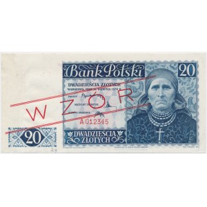 Londyn 20 złotych 1939 - WZÓR - A 012345