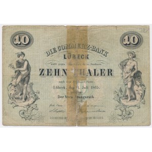 Niemcy, Lubeka, 10 talarów 1865