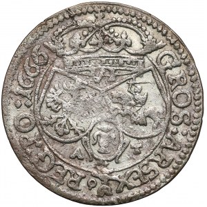 Jan II Kazimierz, Szóstak Kraków 1666 AT - Runo dzieli