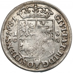 Jan II Kazimierz, Ort Bydgoszcz 1651 CG - tarcza prosta - rzadki