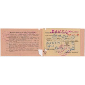 Łódź, Bilet kolejowy - sypialny - damski, Polskie Biuro Podróży ORBIS 1948 r.