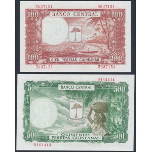 Equatorial Guinea, 100 & 500 Pesetas Guineanas 1969 = 1.000 i 5.000 Bipkwele 1980