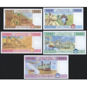 Państwa Afryki Środkowej, 500 - 10.000 franków 2002 - zestaw (5szt)