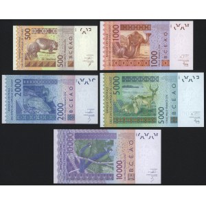 West Africa States, 500 - 10.000 Francs CFA 2003-2016 - set (5pcs)