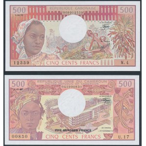 Gabon / Kamerun, 500 franków 1978 / 1983 - zestaw (2szt)