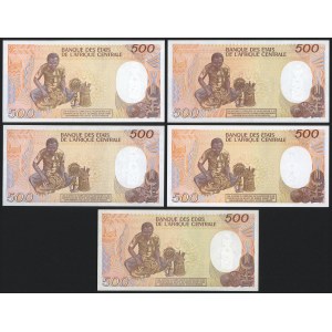 Central Africa States, 500 Francs 1985-91 - set (5pcs)