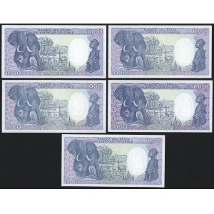 Central Africa States, 1.000 Francs 1985-92 - set (5pcs)
