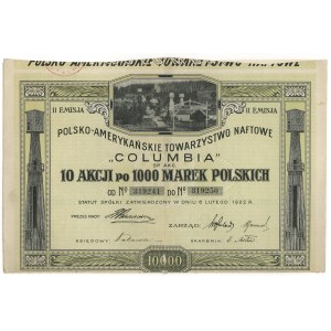 Polsko-Amerykańskie Towarzystwo Naftowe COLUMBIA, Em.2, 10x 1.000 mkp