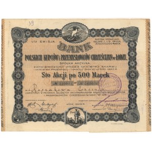 Bank Polskich Kupców i Przemysłowców Chrześcijan w Łodzi, Em.5, 100x 500 mkp 1923