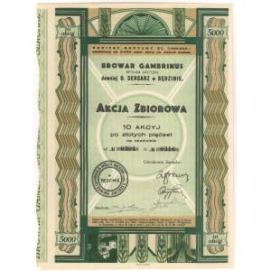 Browar GAMBRINUS dawniej D. SERCARZ w Będzinie, 10x 500 złotych 1932