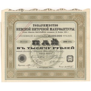 Rosja, NEWSKA WYTWÓRNIA NICI, Akcja na 1.000 rubli 1908