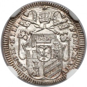 Italy, Papacy, Clement XIII, 1/2 Grosso 1761 - NGC MS63