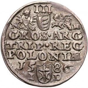 Stefan Batory, Trojak Olkusz 1586 - litery N-H