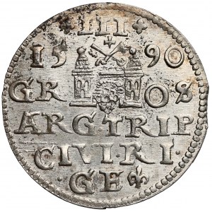 Zygmunt III Waza, Trojak Ryga 1590 - duża głowa - rzadka
