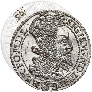 Zygmunt III Waza, Szóstak Malbork 1596 - DUŻA GŁOWA - piękny, rzadkość