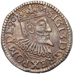 Zygmunt III Waza, Trojak Poznań 1596 - data na Aw. (R3)