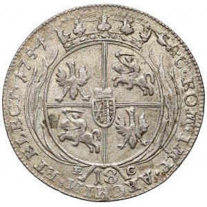 August III Sas, Ort Lipsk 1754 EC - szeroka głowa (bez przekroju)