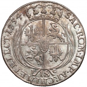 August III Sas, Ort Lipsk 1754 EC - szerokie (mniejsza głowa)