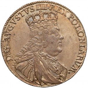 August III Sas, Ort Lipsk 1754 EC - wąskie pop., przekrój cieniowany