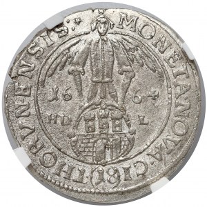 Jan II Kazimierz, Ort Toruń 1664 HD-L - NGC MS62