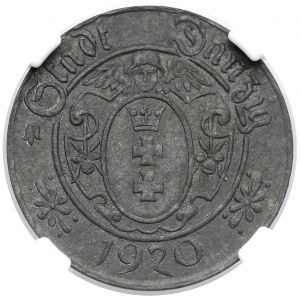 Gdańsk, 10 fenigów 1920 - 61 perełek - NGC MS62