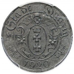 Gdańsk SKRĘTKA 10 fenigów 1920 - 58 perełek - PCGS AU55
