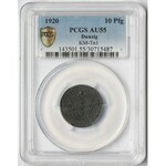 Gdańsk SKRĘTKA 10 fenigów 1920 - 58 perełek - PCGS AU55