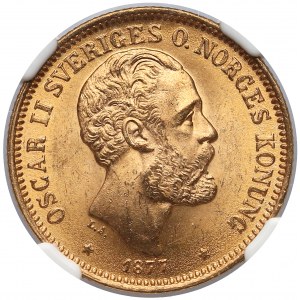 Sweden, Oscar II, 20 Kronor 1877-EB - NGC MS64