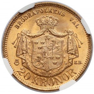 Szwecja, Oskar II, 20 koron 1877-EB - NGC MS64