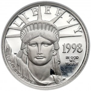 USA, 25 dolarów 1998-W, West Point - American Platinum Eagle - NGC PF69 UC