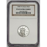 USA, 25 dolarów 1998-W, West Point - American Platinum Eagle - NGC PF69 UC