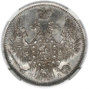 Russia, Nicholas I, 20 kopiejek 1850 СПБ - ПА, Petersburg - NGC MS63