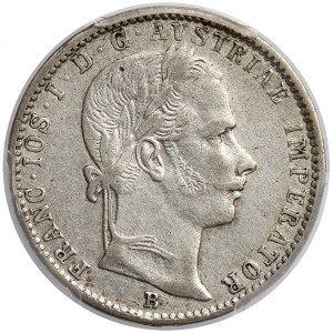 Austria, Franz Joseph I of Austria, 1/4 Florin 1859-B, Kremnica - PCGS AU50