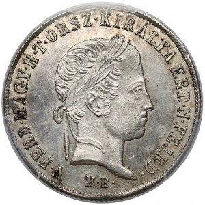 Węgry, Ferdynand I Habsburg, 20 krajcarów 1848-KB, Kremnica - PCGS MS62