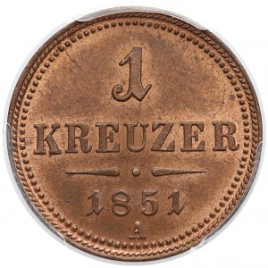Austria, Franz Joseph I of Austria, 1 Kreuzer 1851-A, Vienna - PCGS MS65 RB