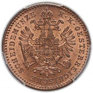 Austria, Franciszek Józef I, 1 krajcar 1858-A, Wiedeń - PCGS MS65 RD