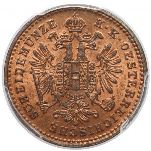 Austria, Franciszek Józef I, 1 krajcar 1881, Wiedeń - PCGS MS66 RD