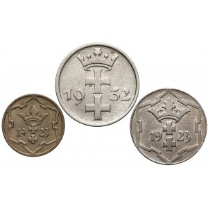 Gdańsk, 5, 10 fenigów 1923 i 1 gulden 1932 (3szt)