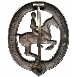 Equestrian Sports Badge in Silver, marked Lauer