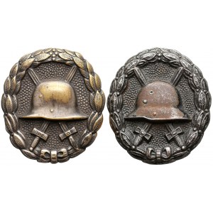 Two Wound Badges tyoe 1918: silver & black