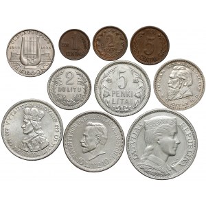 Estland, Litauen, Lettland, Münzen 1925-1938 - 10 Stücke